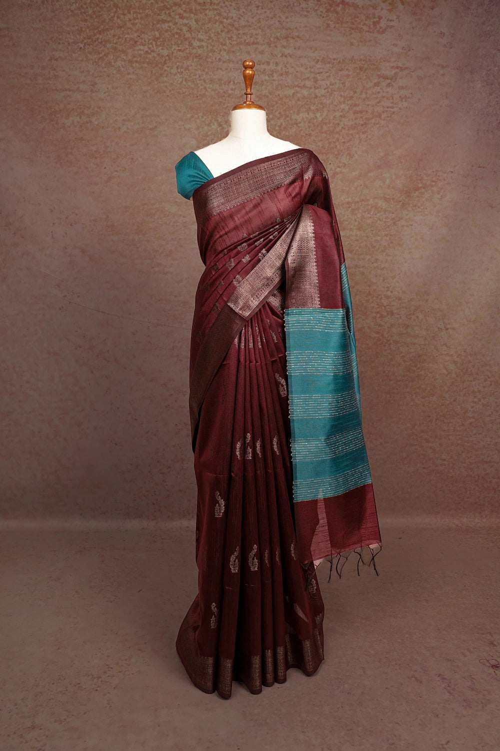 Dark Brown Semi Jute Saree