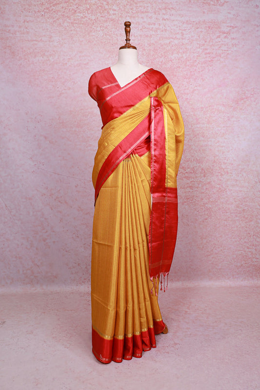 Yellow Semi Tussar Saree