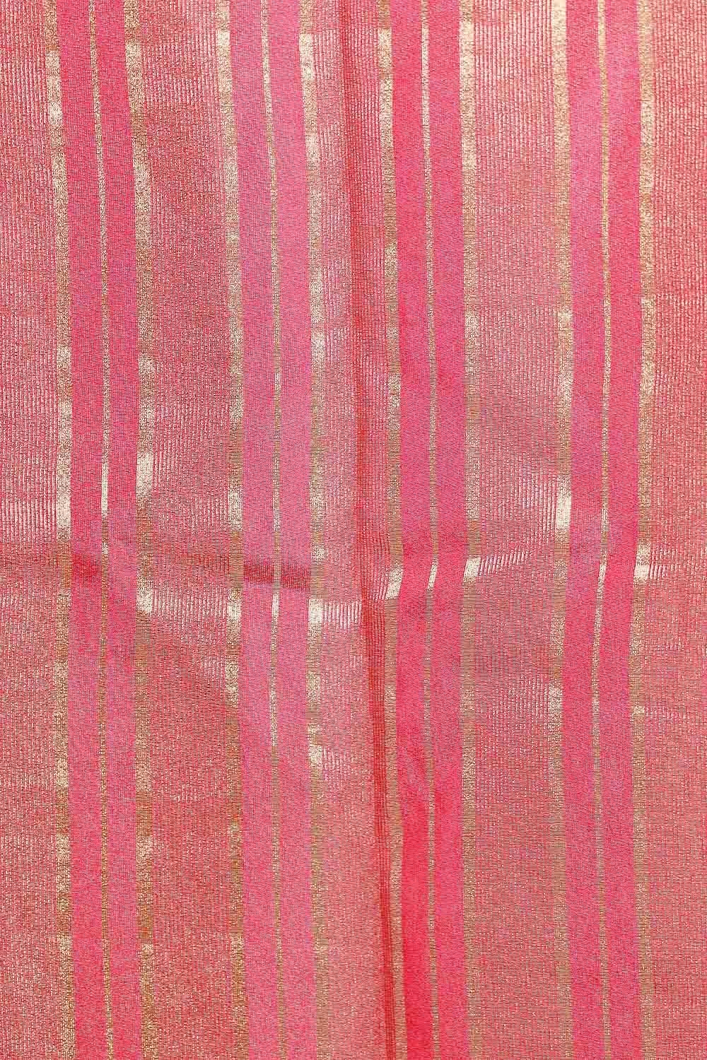 Reddish Pink Semi Banarasi Saree