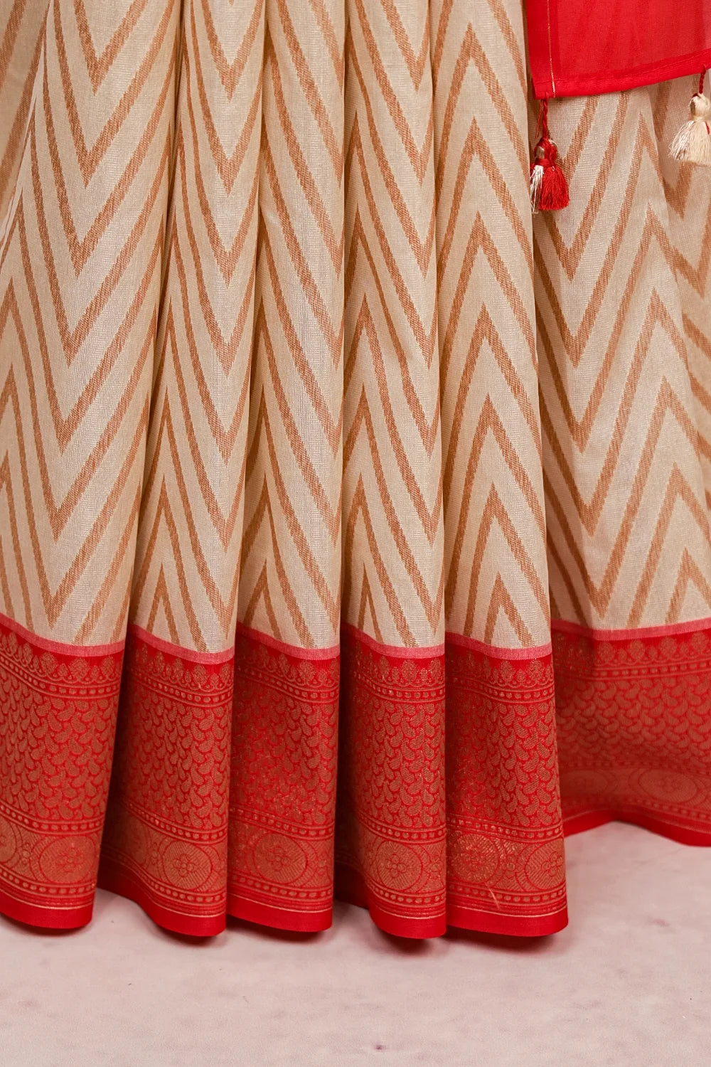Cream Banarasi Silk Saree
