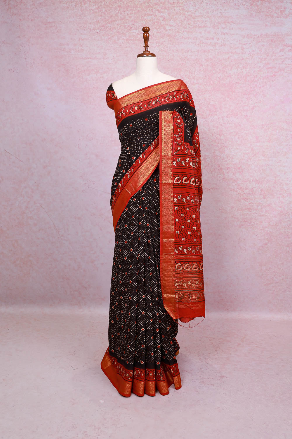 Black Semi Chanderi Saree