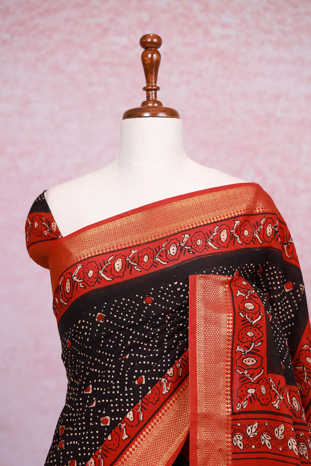 Black Semi Chanderi Saree