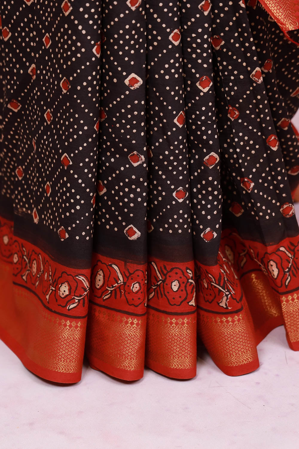 Black Semi Chanderi Saree