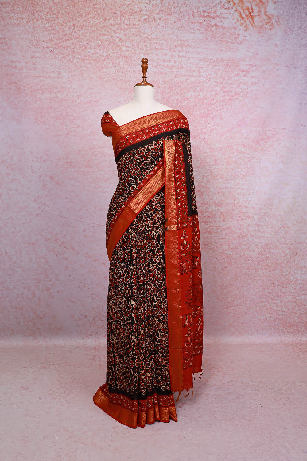 Black Semi Chanderi Saree