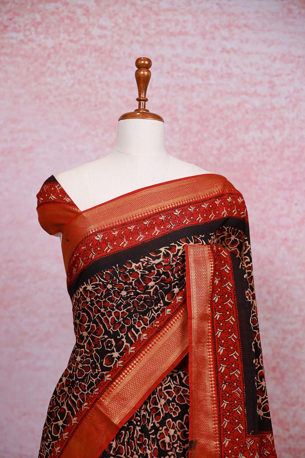 Black Semi Chanderi Saree