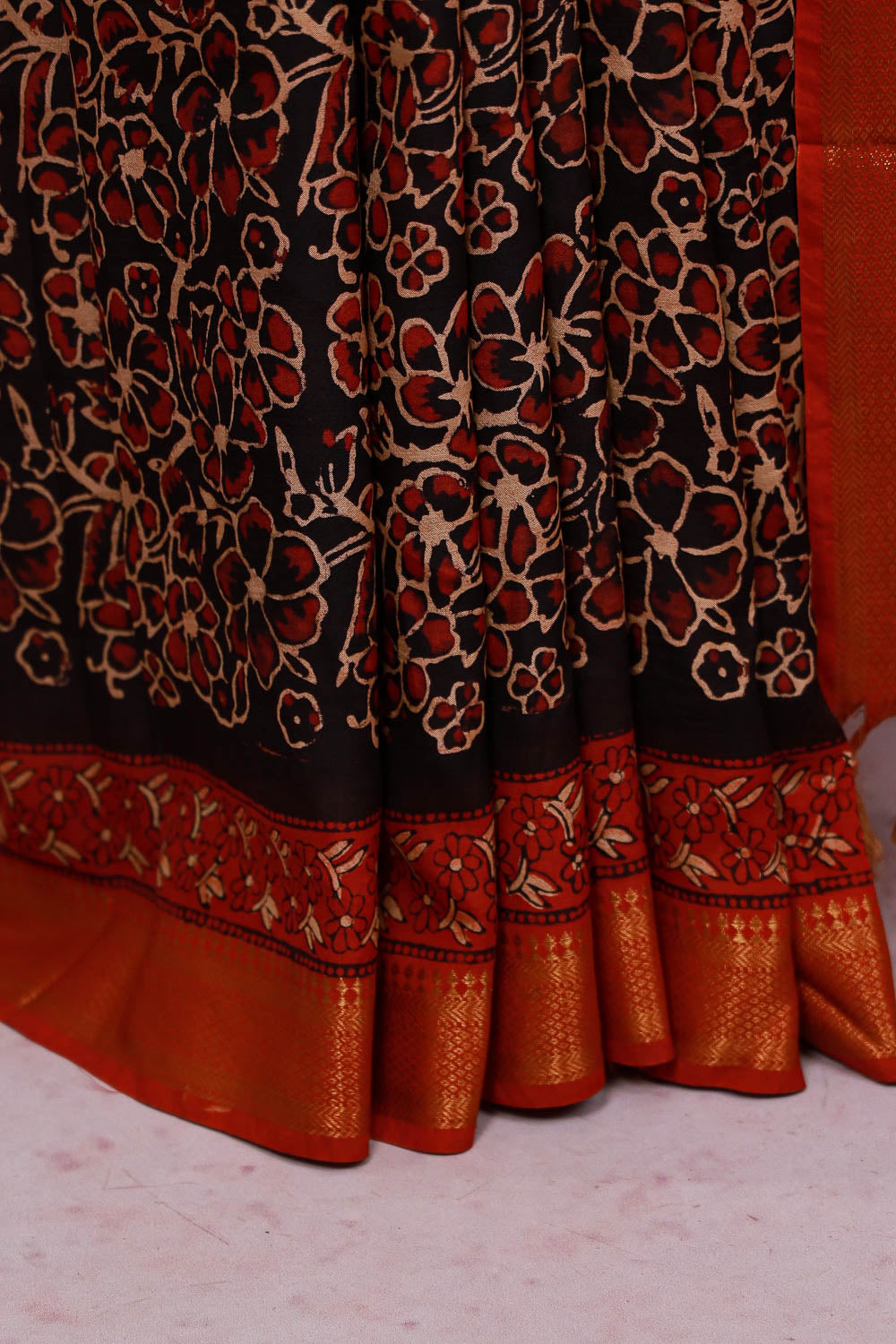 Black Semi Chanderi Saree