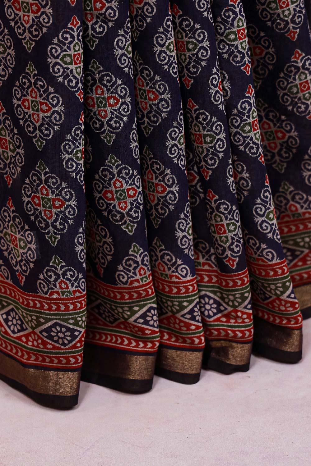 Navy Blue Cotton Saree