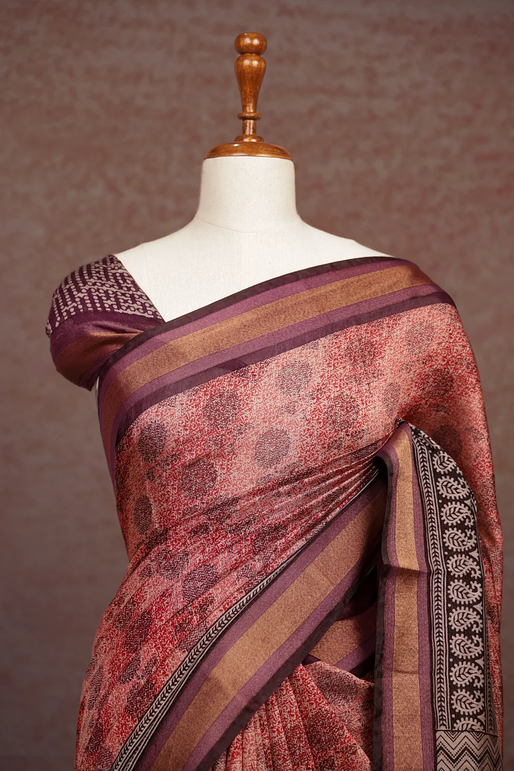 Peach Semi Chanderi Saree