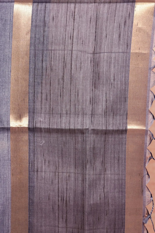 Dark Grey Semi Tussar Saree