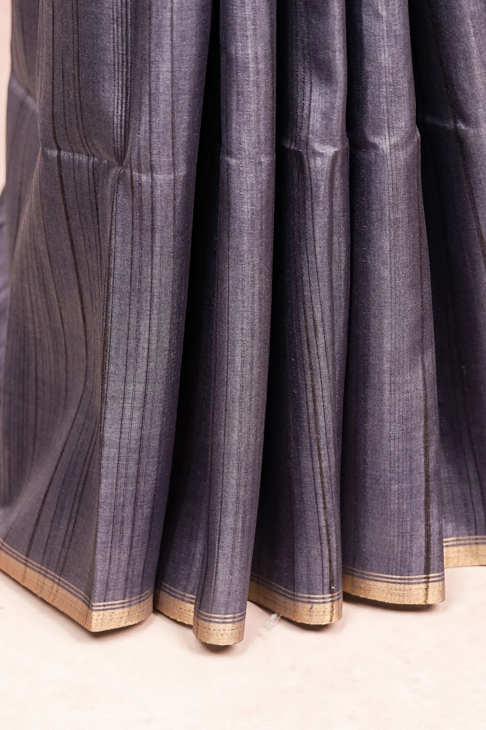 Dark Grey Semi Tussar Saree