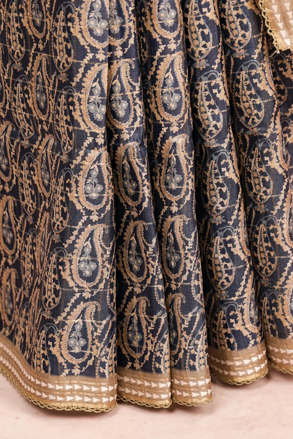 Indigo Blue Tussar Jute Saree