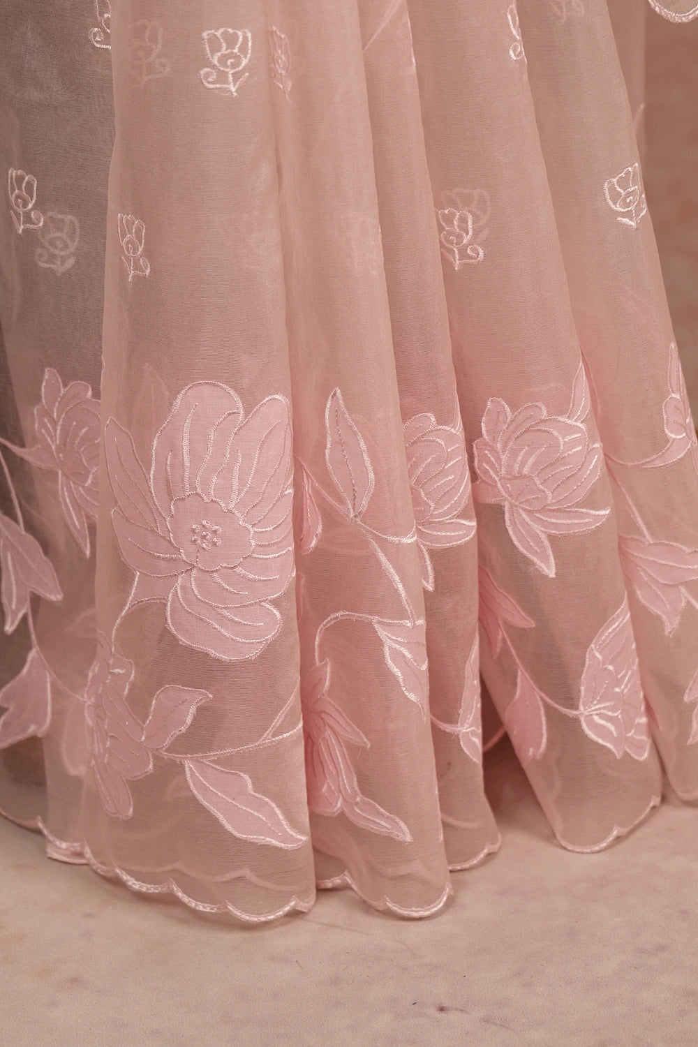 Baby Pink Organza Saree