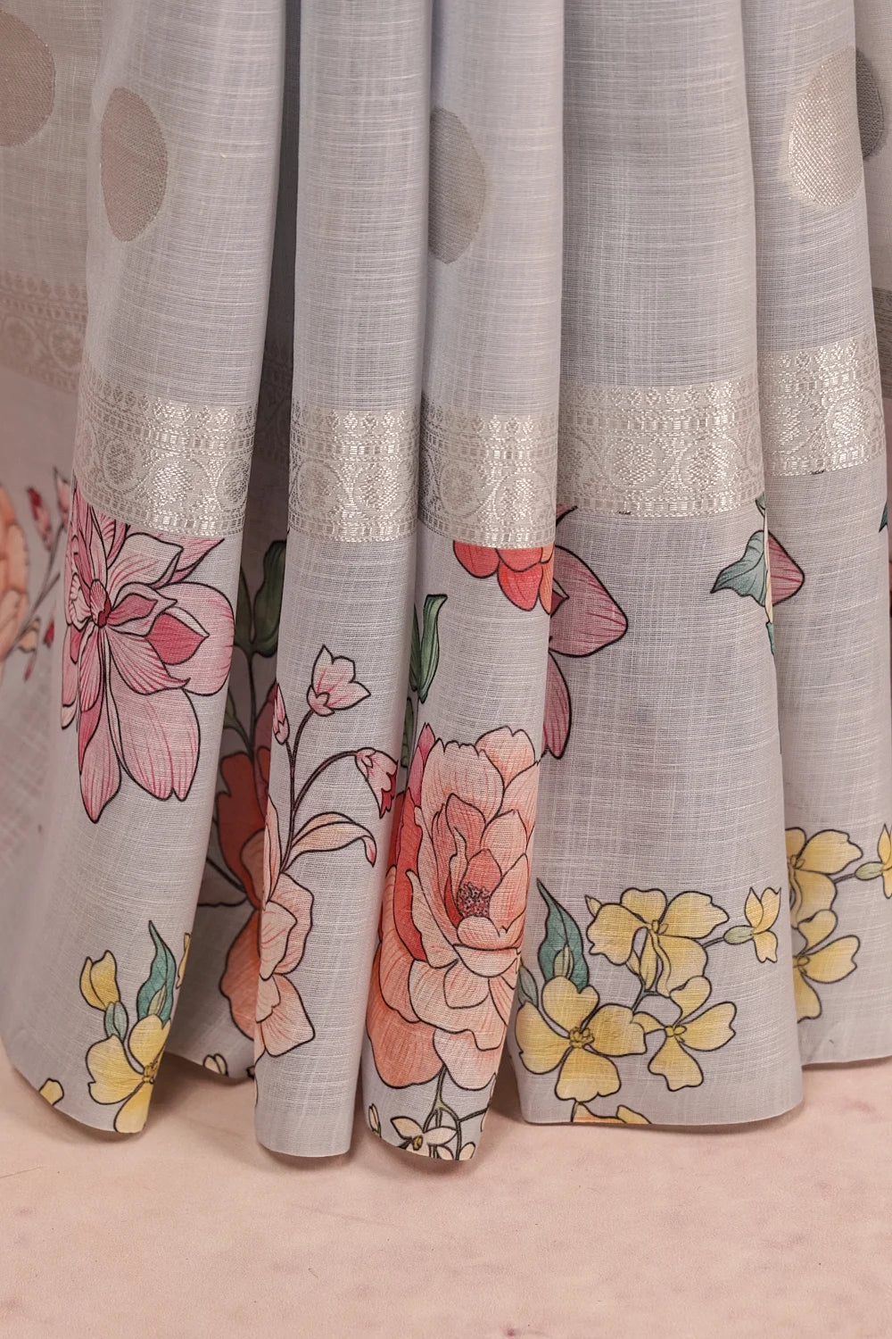 Powder Blue Linen Saree
