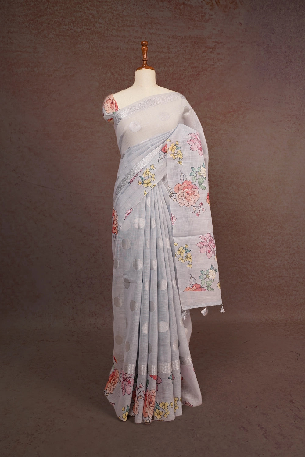 Powder Blue Linen Saree