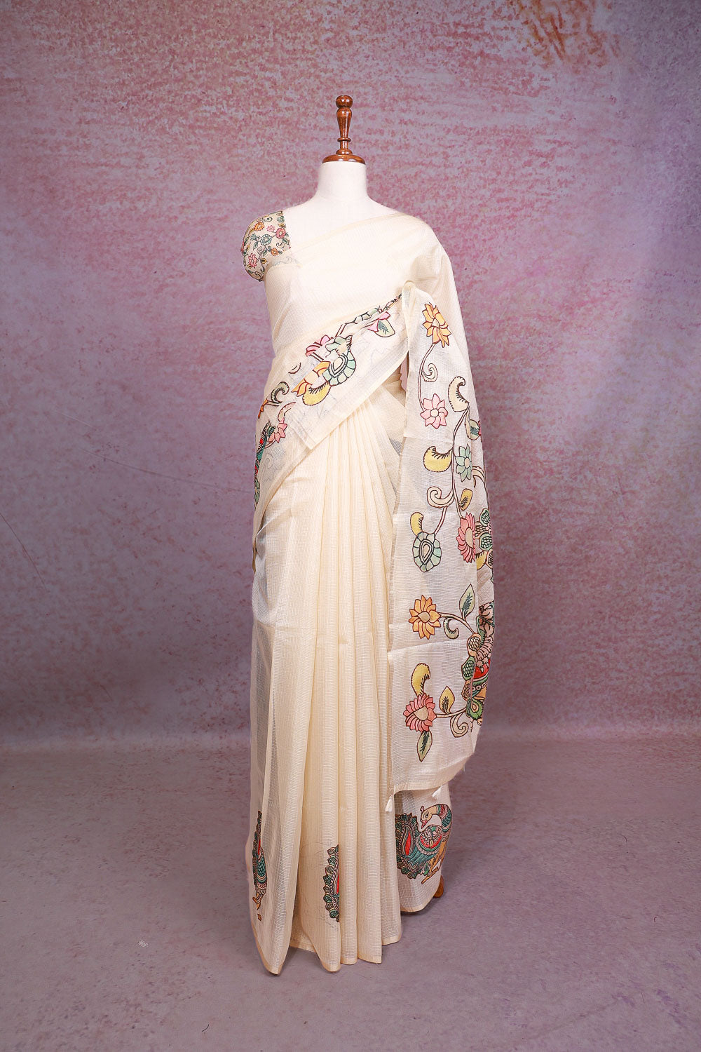 Cream Color Silky Kota Saree