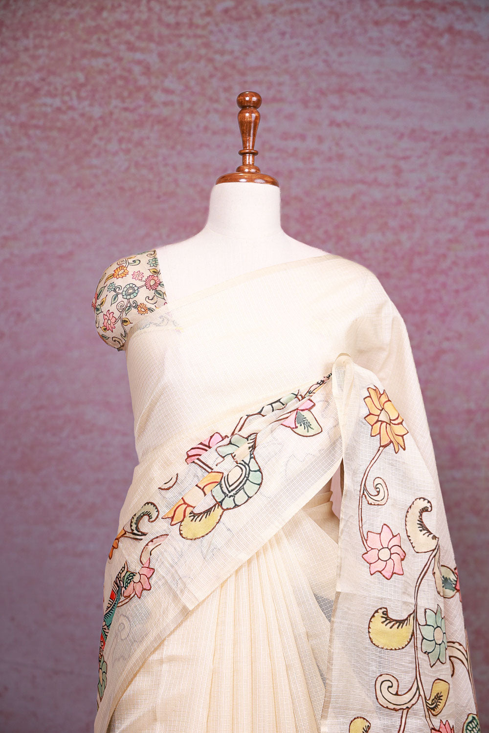 Cream Color Silky Kota Saree