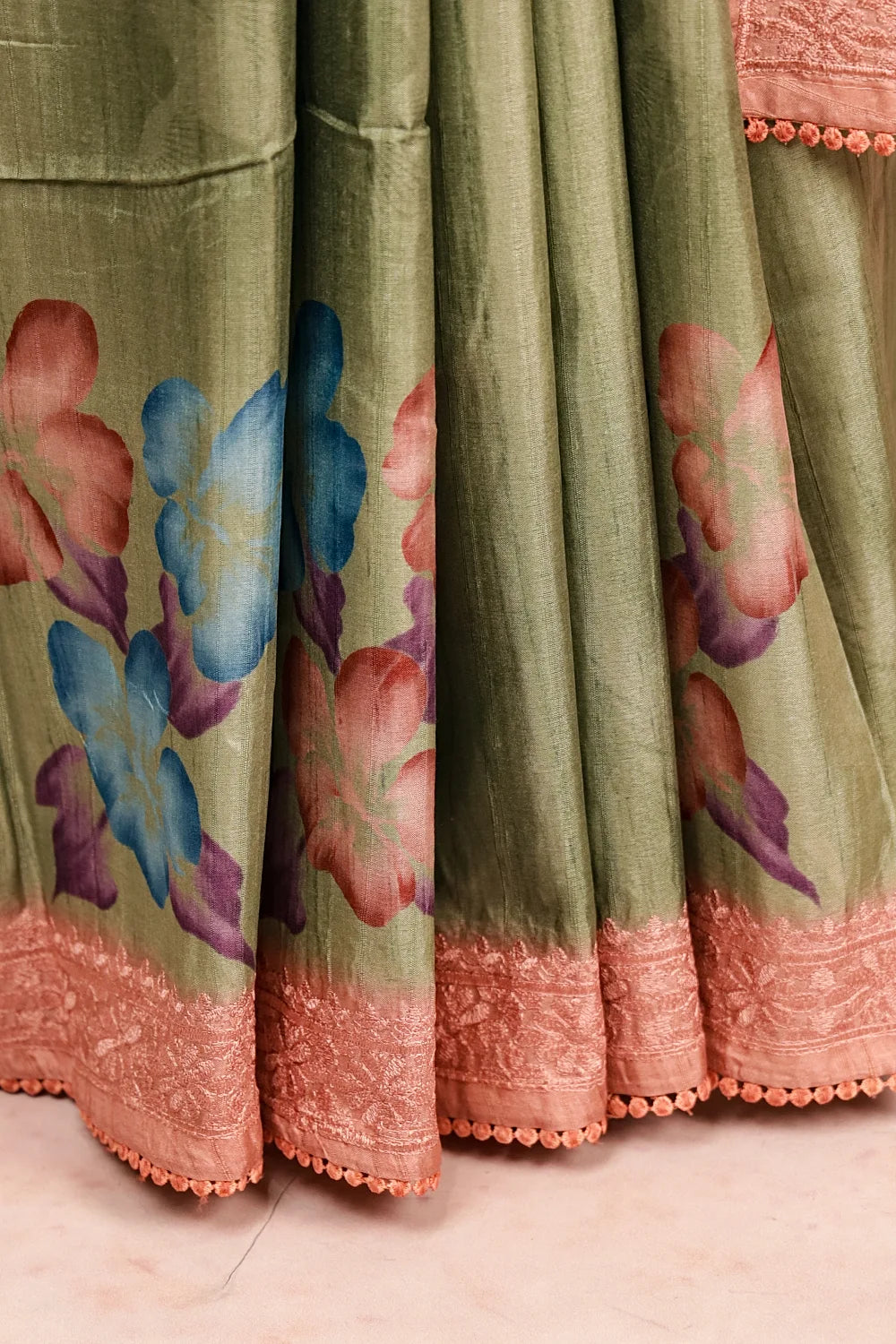 Pastel Green Tussar Jute Saree