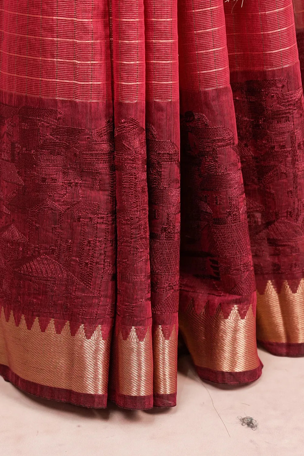 Beetroot Colour Cotton Silk Saree