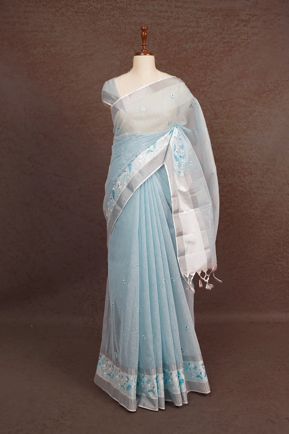 Sky Blue Tissue Kota Saree