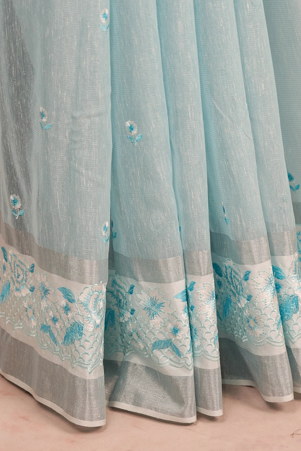 Sky Blue Tissue Kota Saree