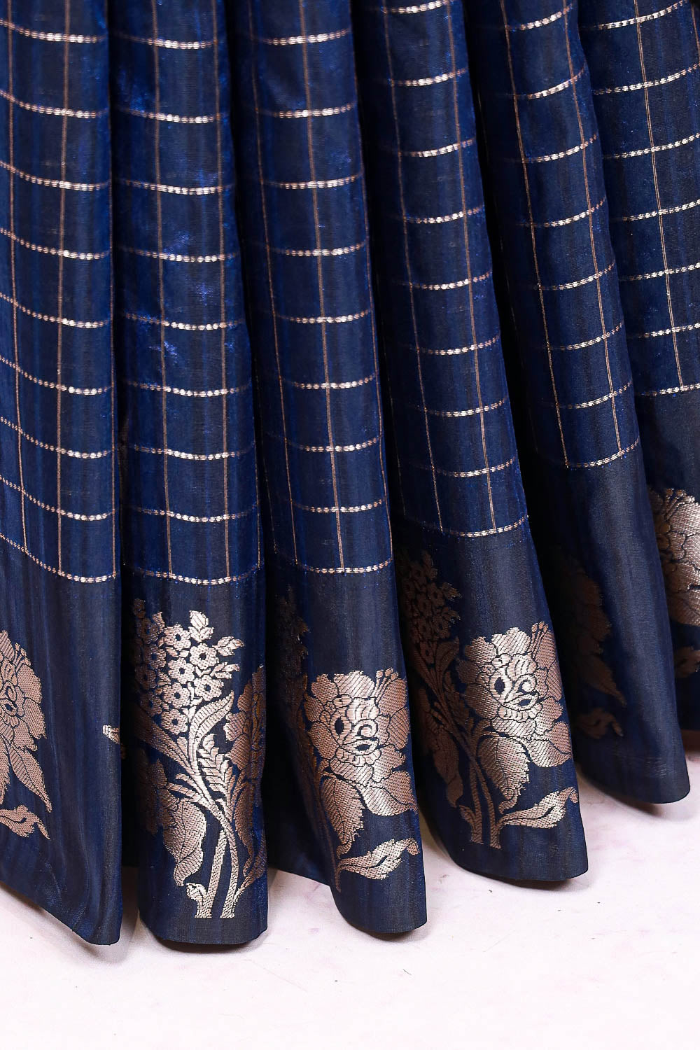 Navy Blue Cotton Silk Saree
