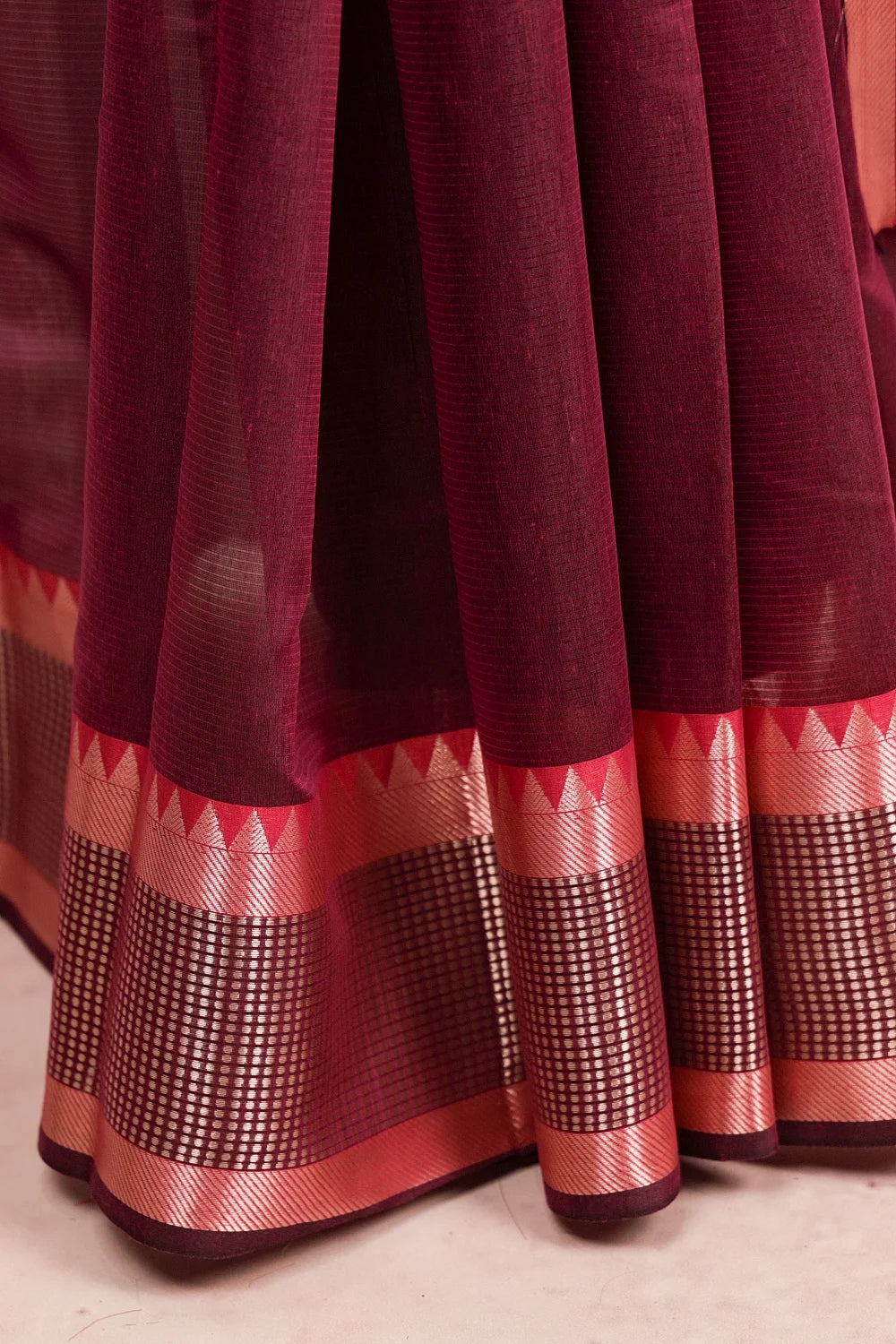 Magenta Purple Cotton Silk Saree