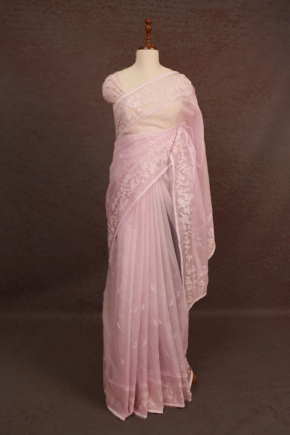 Baby Pink Semi Organza Saree
