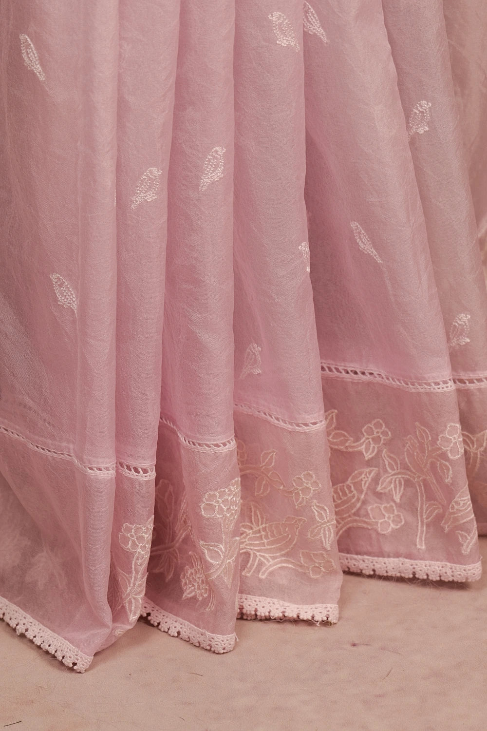 Baby Pink Semi Organza Saree
