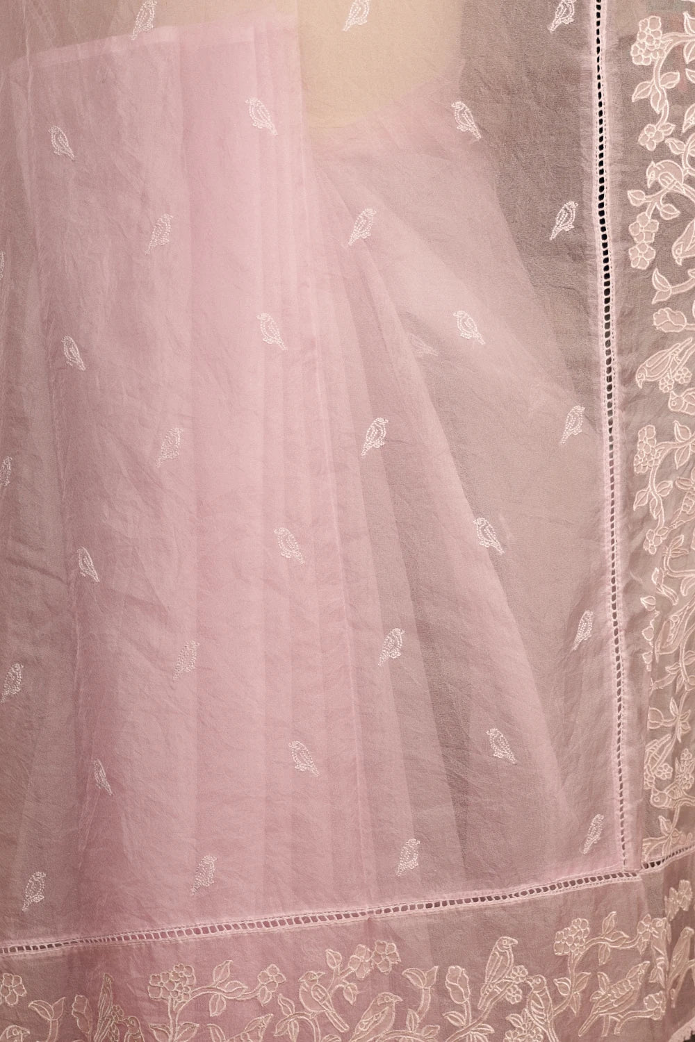 Baby Pink Semi Organza Saree