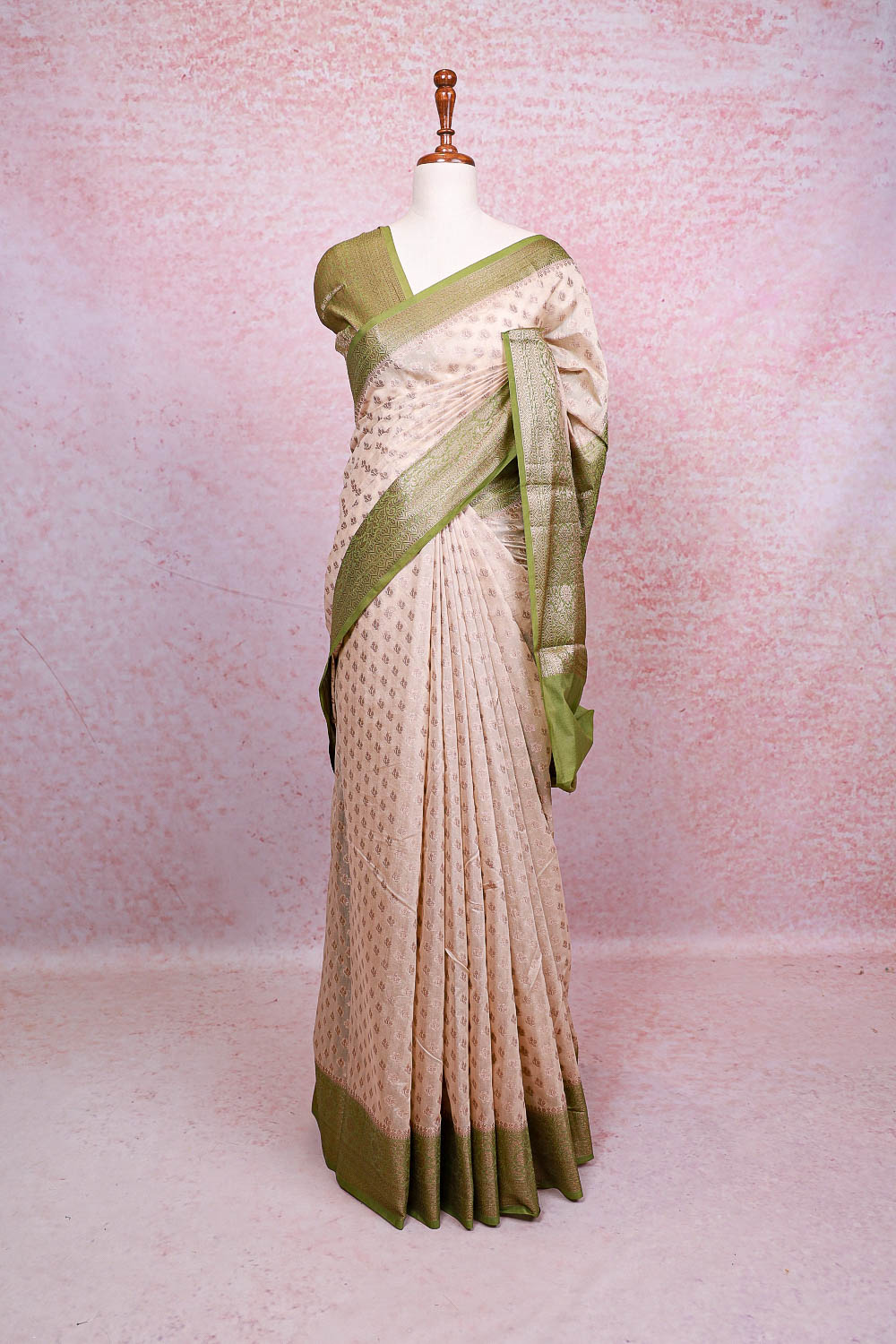 Cream Semi Tussar Saree
