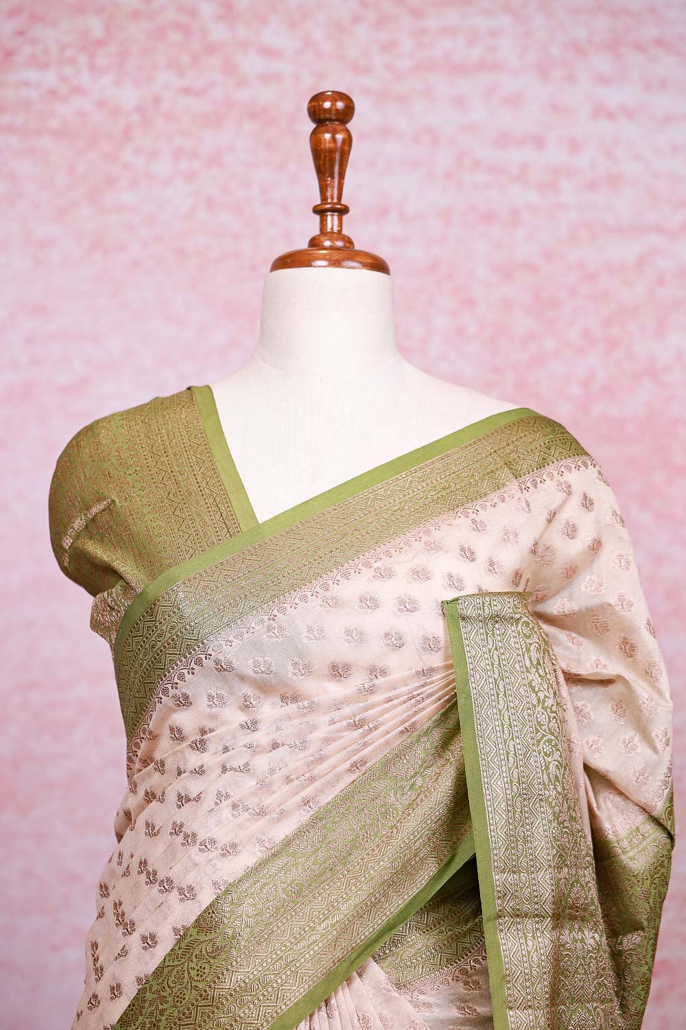 Cream Semi Tussar Saree