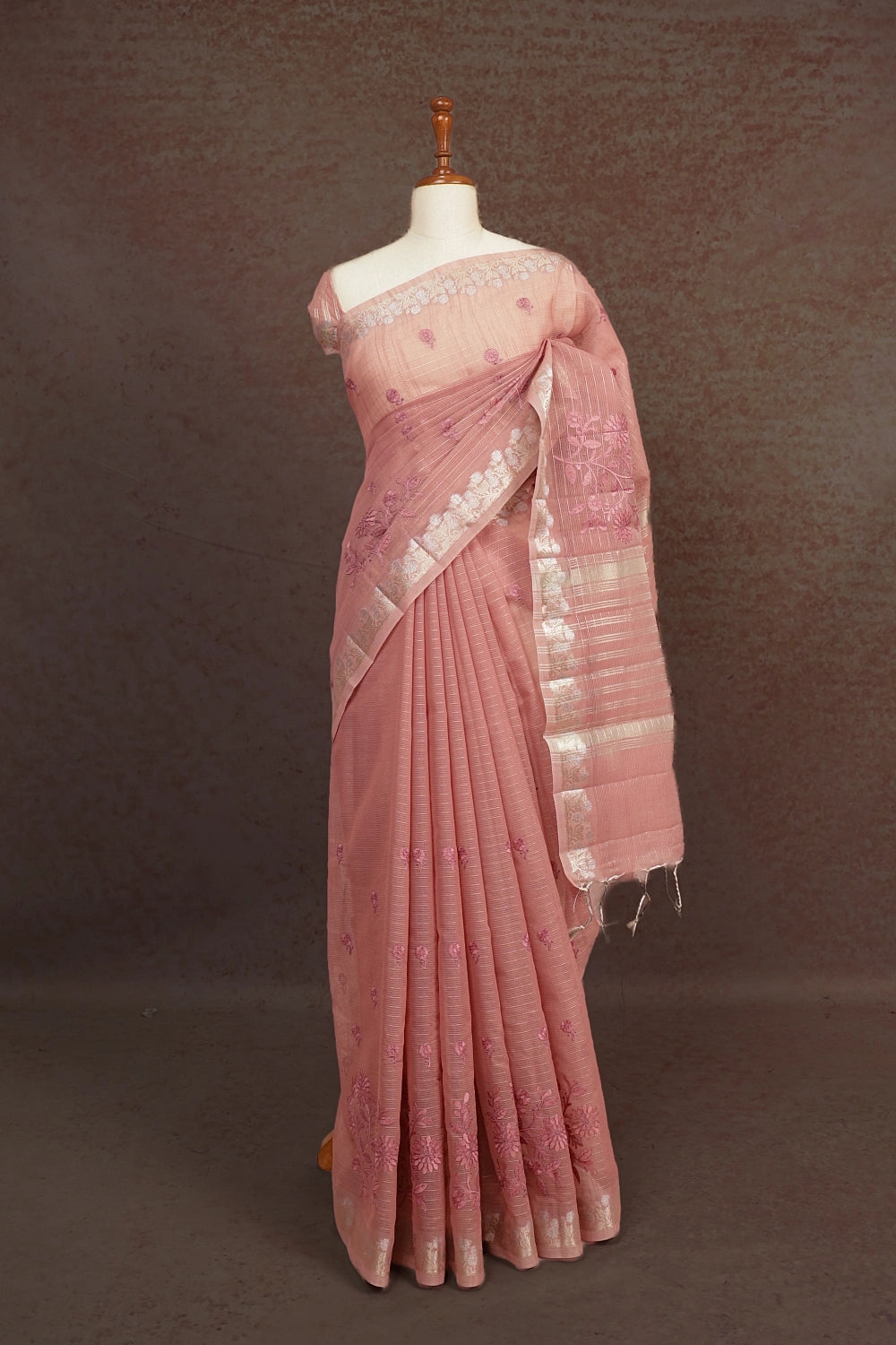 Light Onion Pink Net Kota Saree