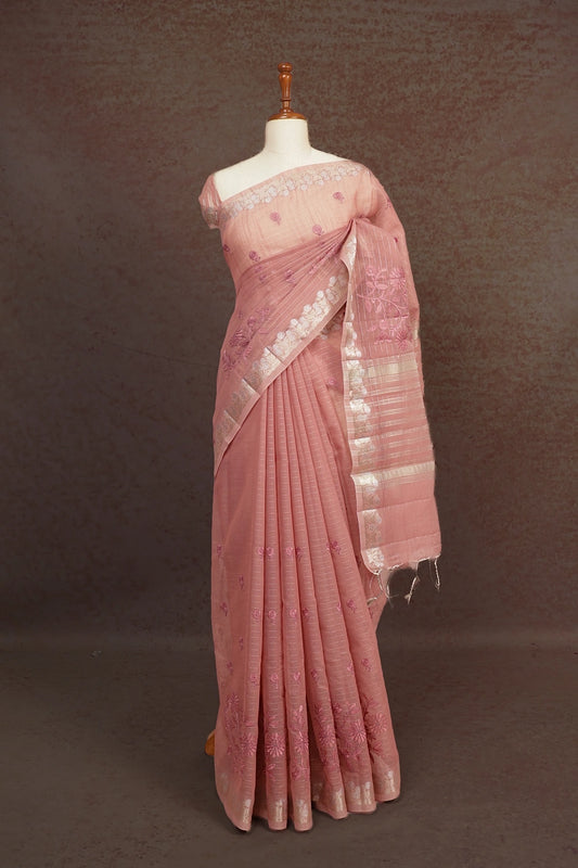 Light Onion Pink Net Kota Saree