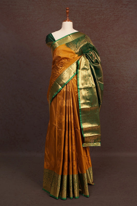 Mustard Gold Semi Silk Saree