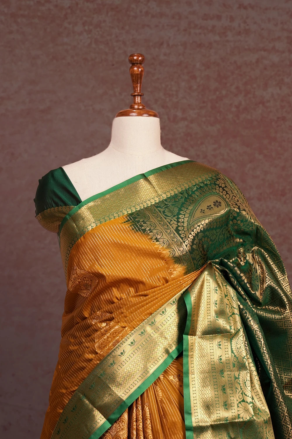 Mustard Gold Semi Silk Saree