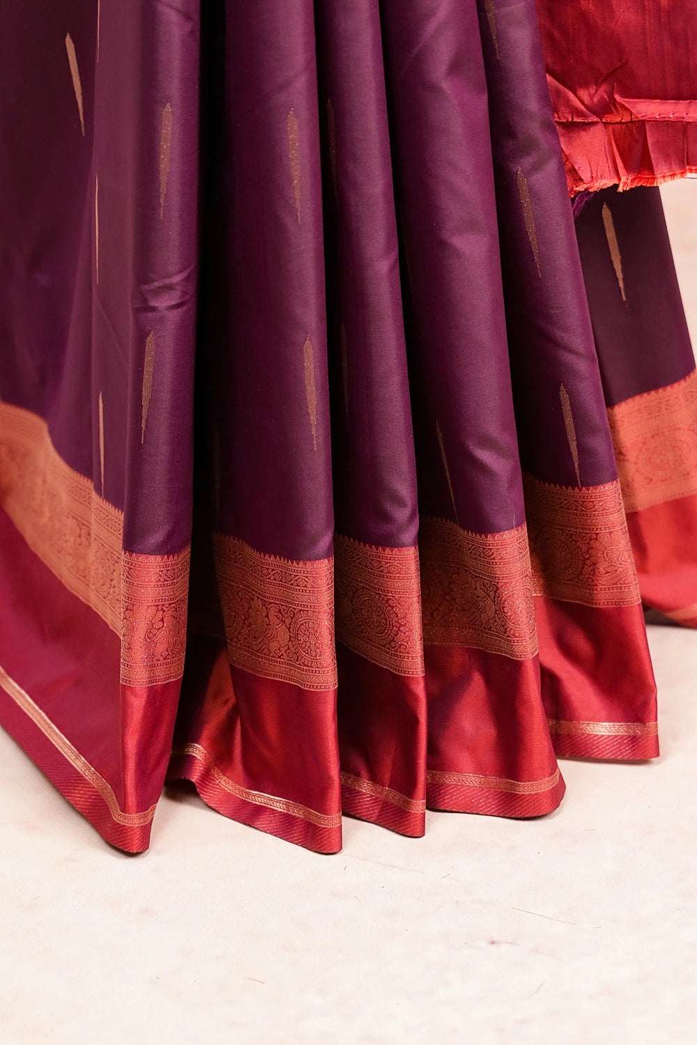 Grape Colour Semi Silk Saree