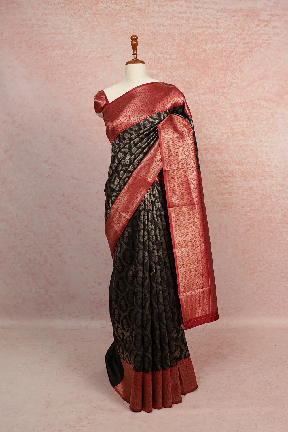 Black Semi Kanchi Soft Silk Saree