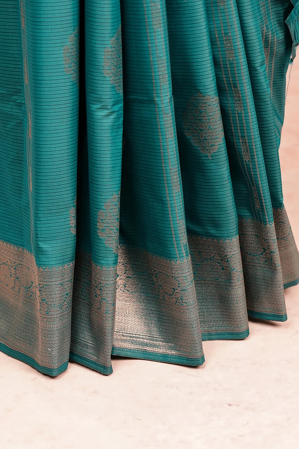 Peacock Green Colour Semi Silk Saree