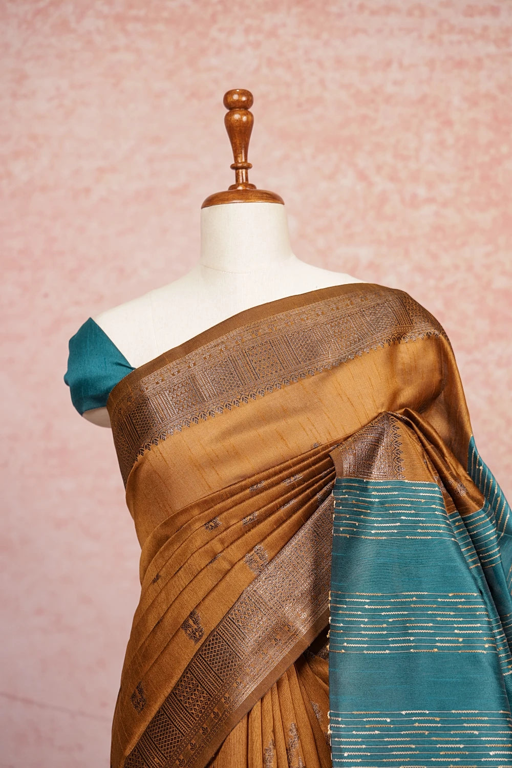Light Brown Semi Tussar Saree