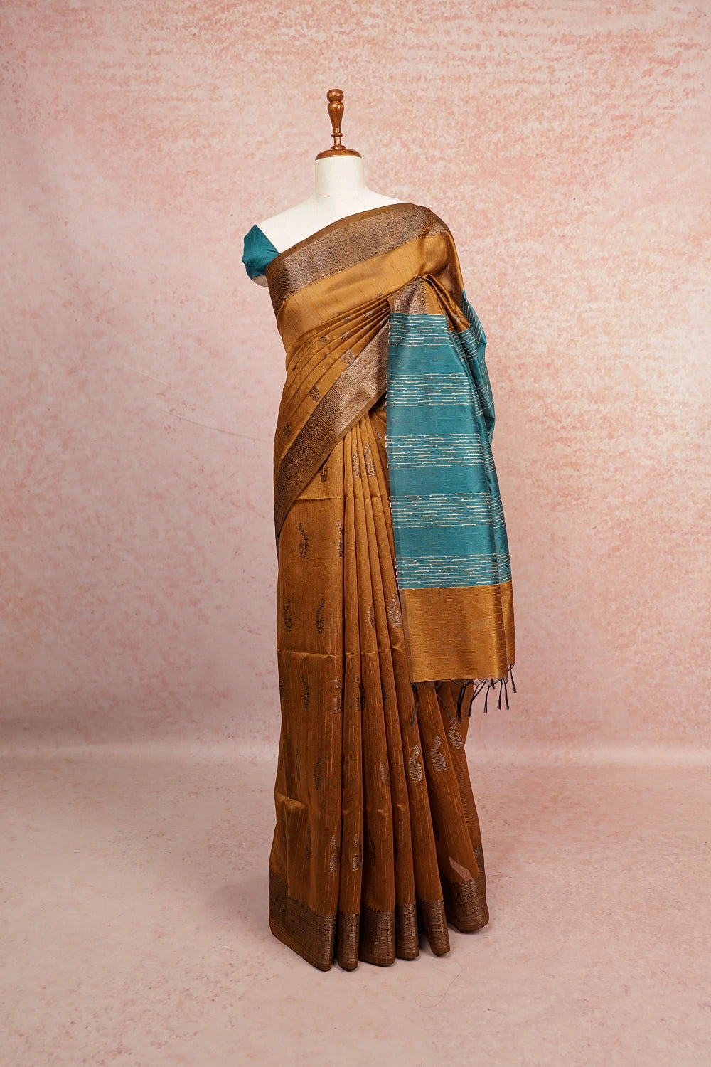 Light Brown Semi Tussar Saree