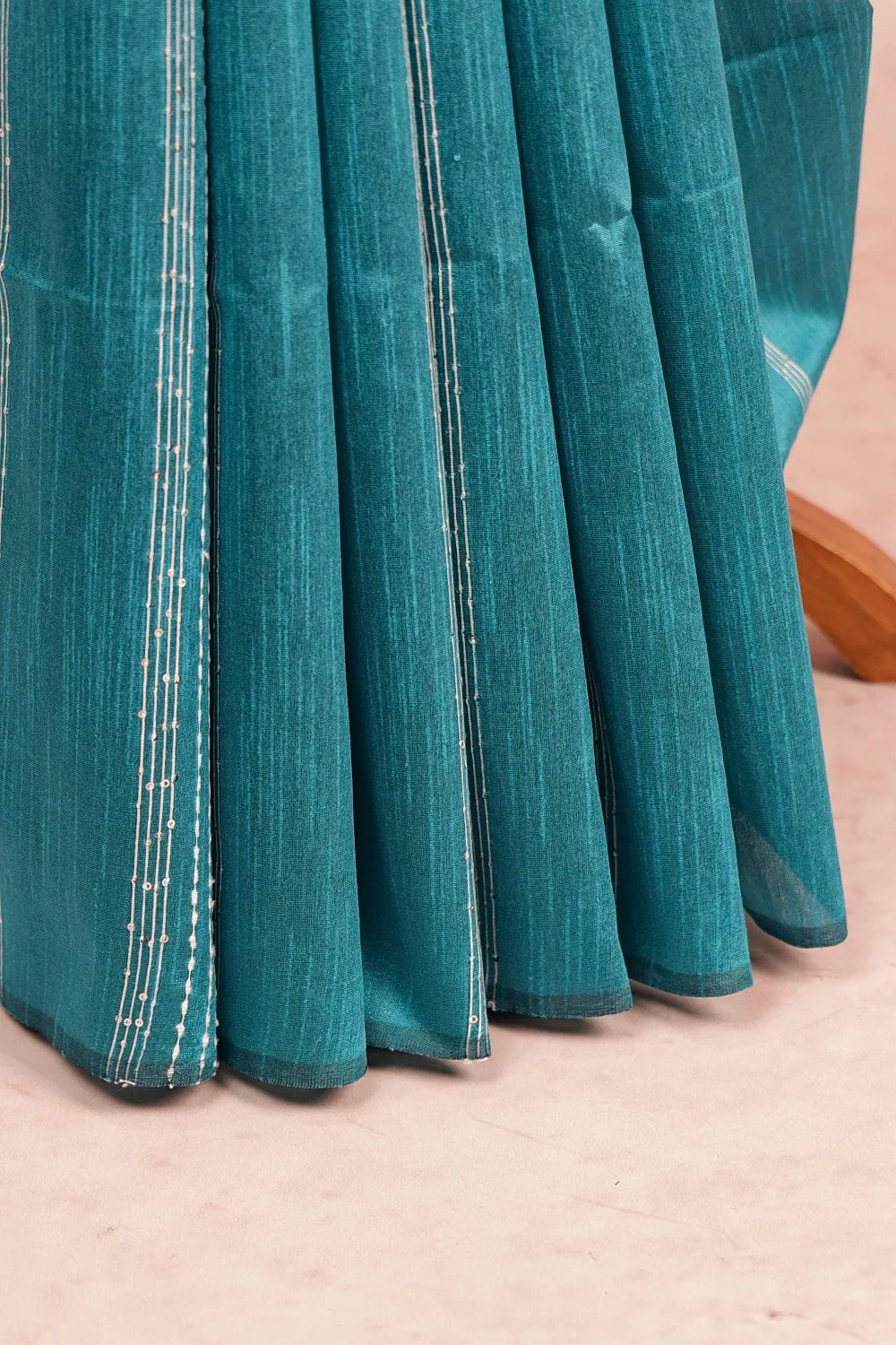 Teal Green Semi Tussar Saree