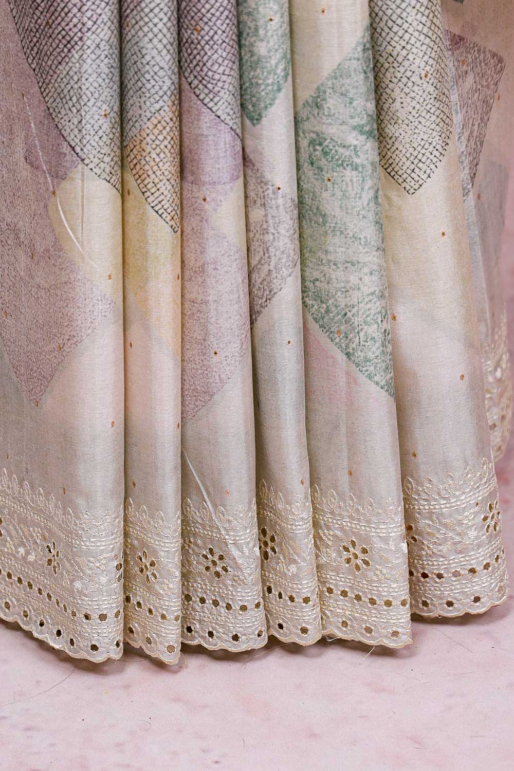 Light Grey Semi Tussar Saree