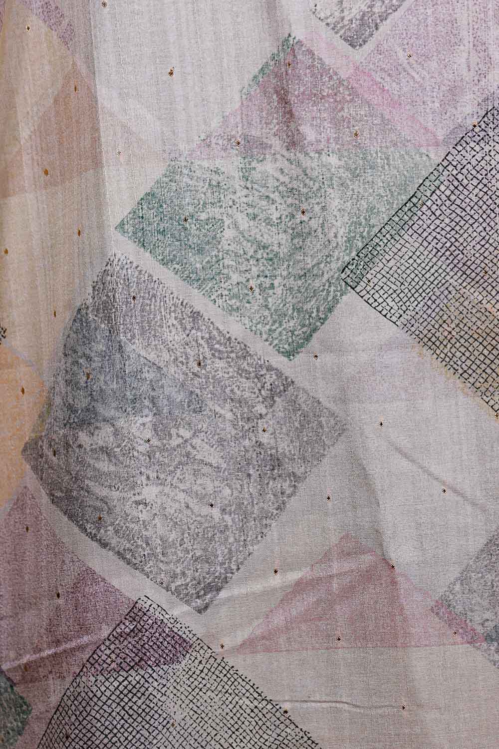 Light Grey Semi Tussar Saree