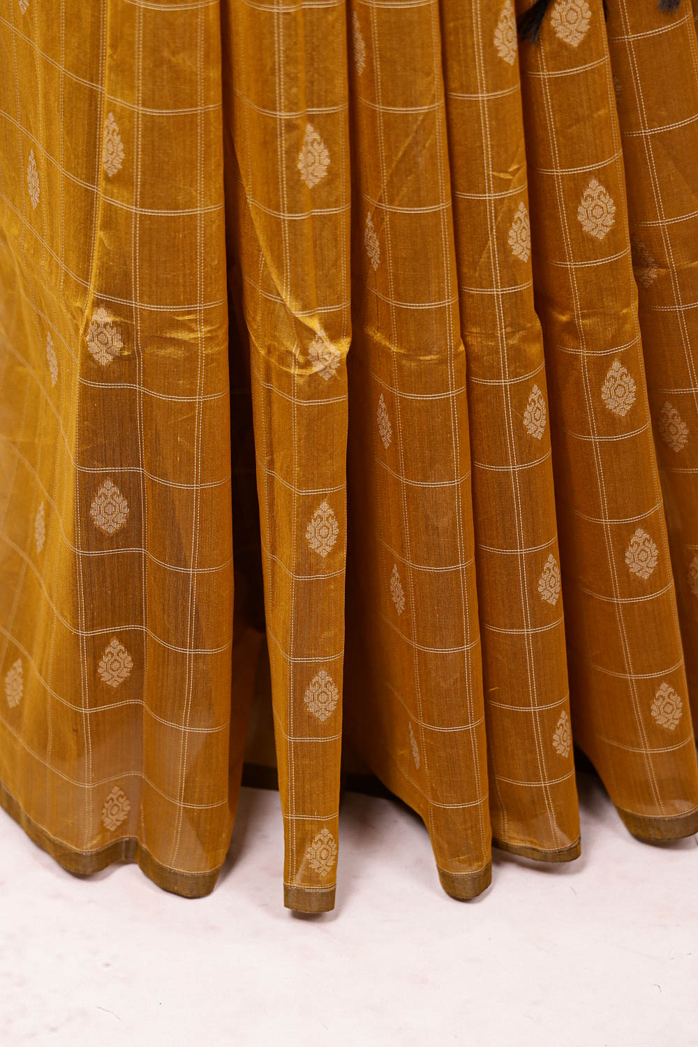 Mustard Yellow Cotton Silk Saree