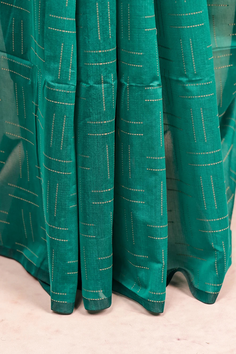 Dark Sapphire Green Cotton Silk Saree