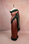 Reddish Maroon Tissue Crepe Saree