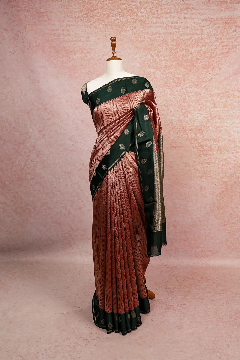 Reddish Maroon Tissue Crepe Saree