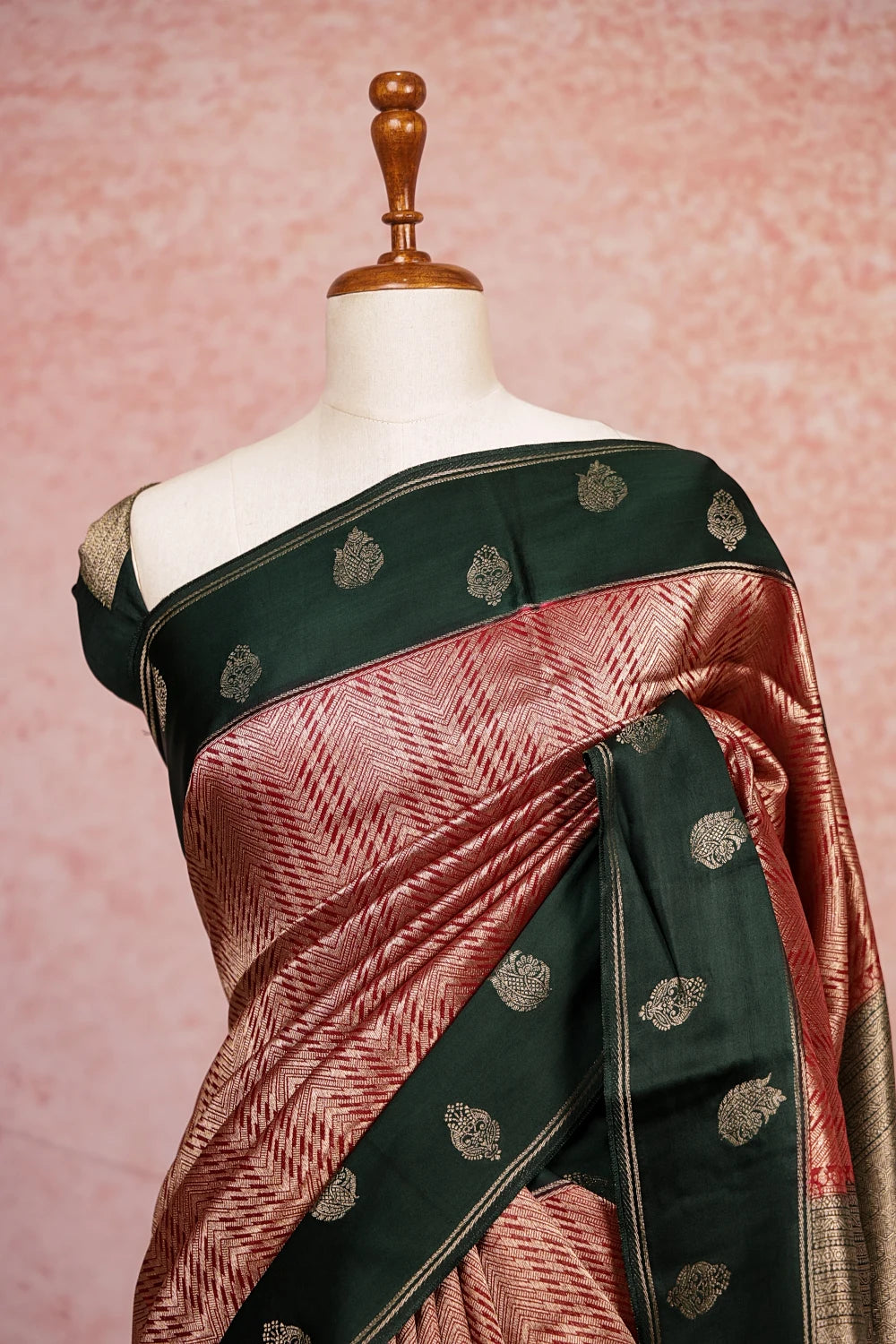 Reddish Maroon Tissue Crepe Saree