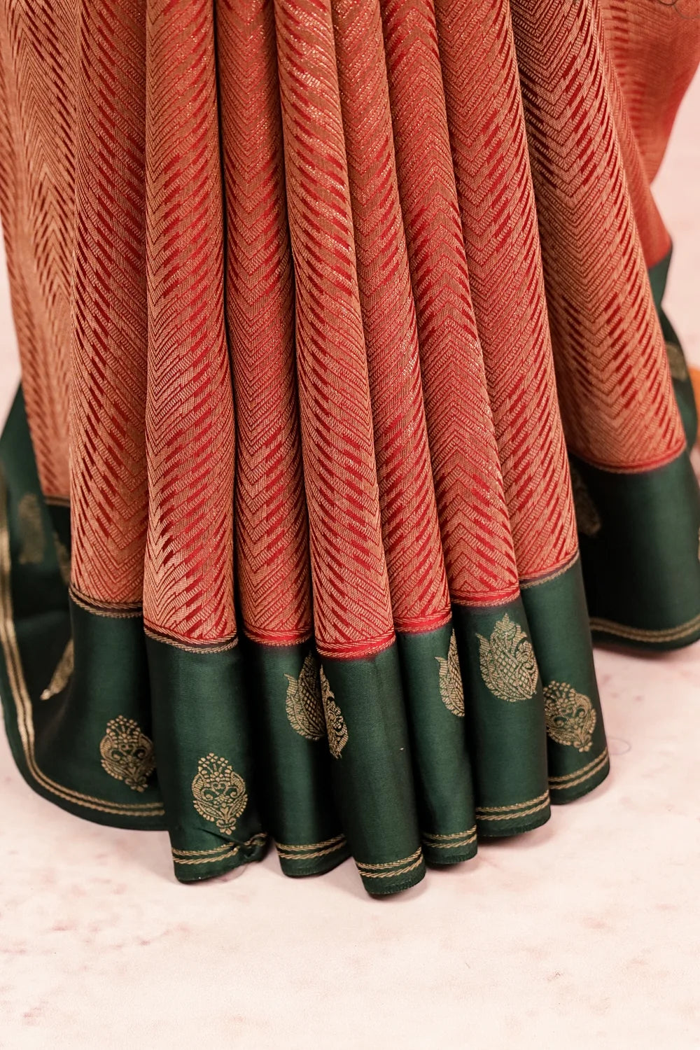 Reddish Maroon Tissue Crepe Saree