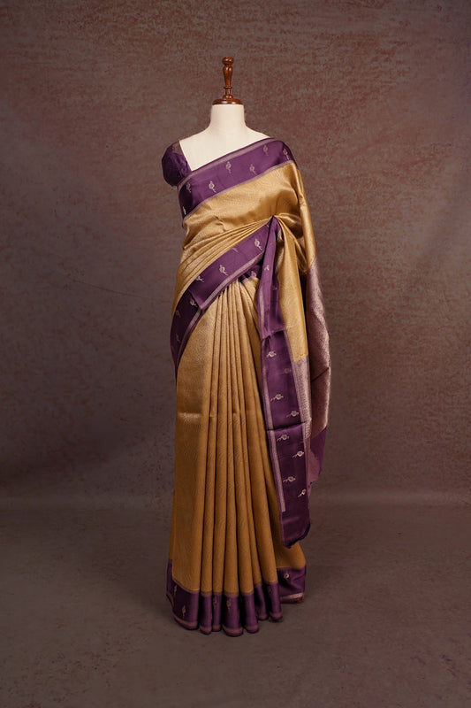 Gold Crepe Tissue Saree